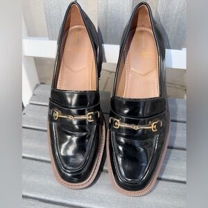 Sam Edelman Black Loafers with Gold Accent
